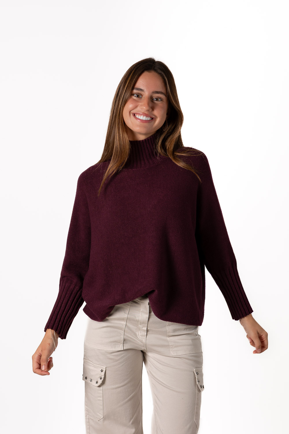 Jersey Cuello y Puños Vino