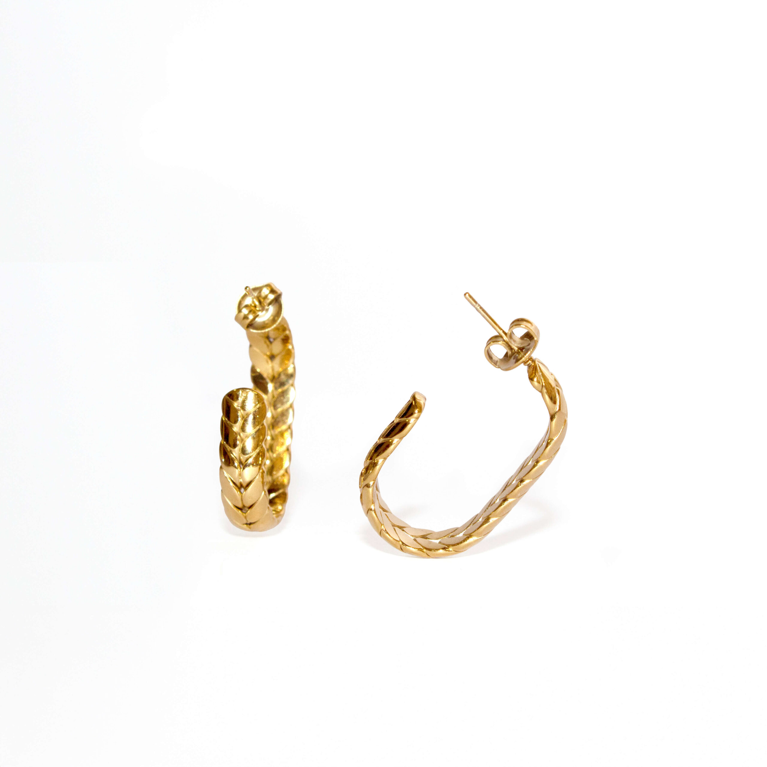 Pendientes Aro Espiga Rectangular Dorado