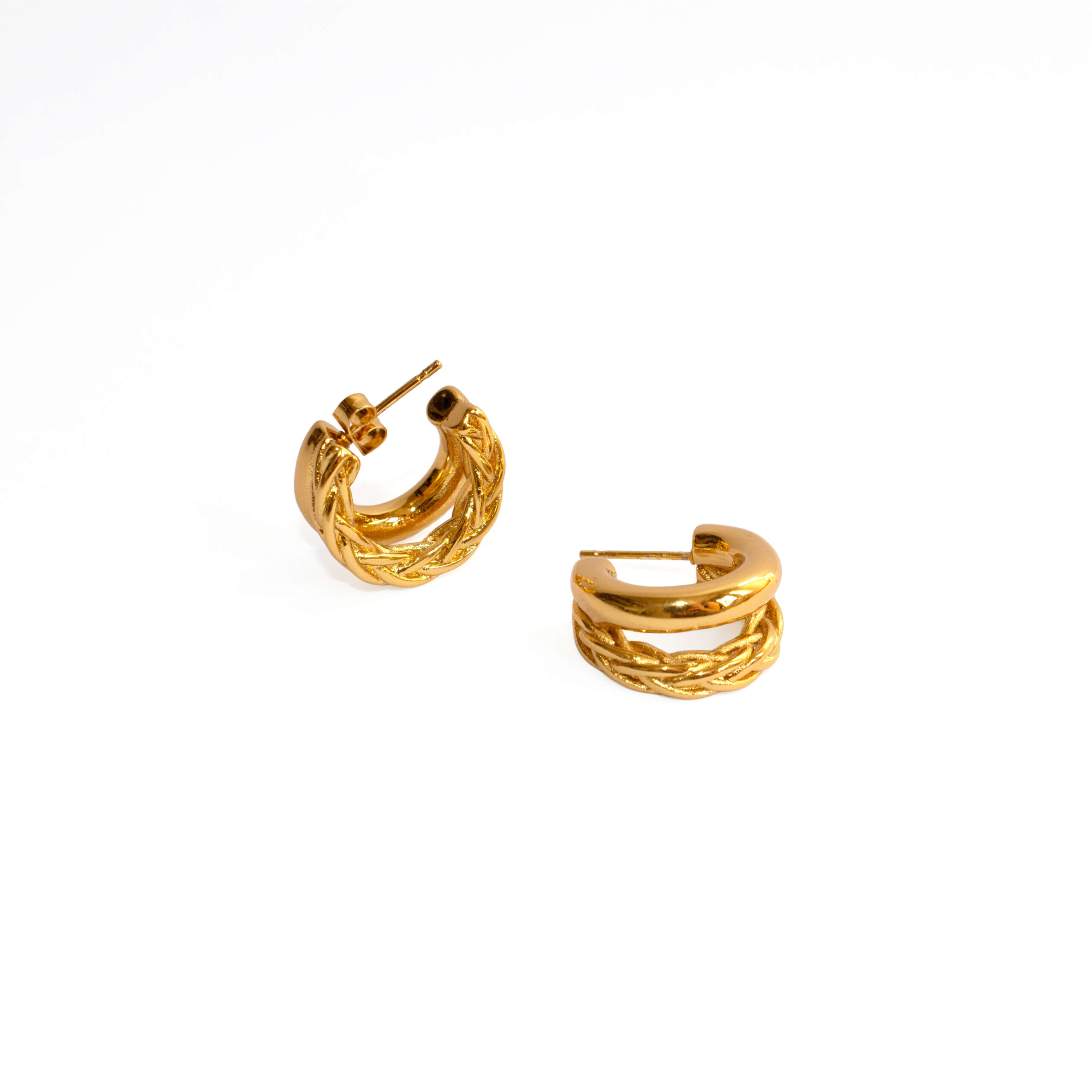 Pendientes Aro Mixto Dorado