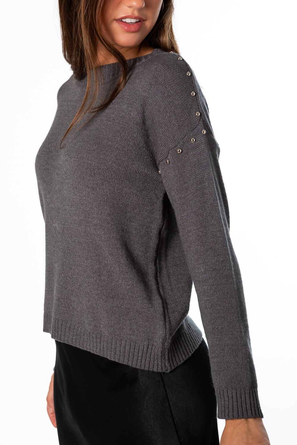 Jersey Cerrado Tachuelas Gris