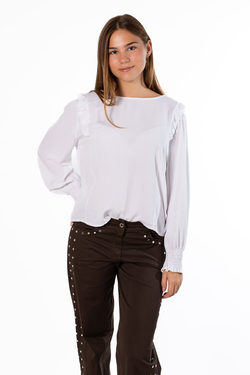 Blusa Viscosa Volantes Blanco