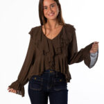 Blusa Maxi Volantes Marrón