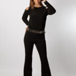 Pantalón Campana Punto Elástico Negro