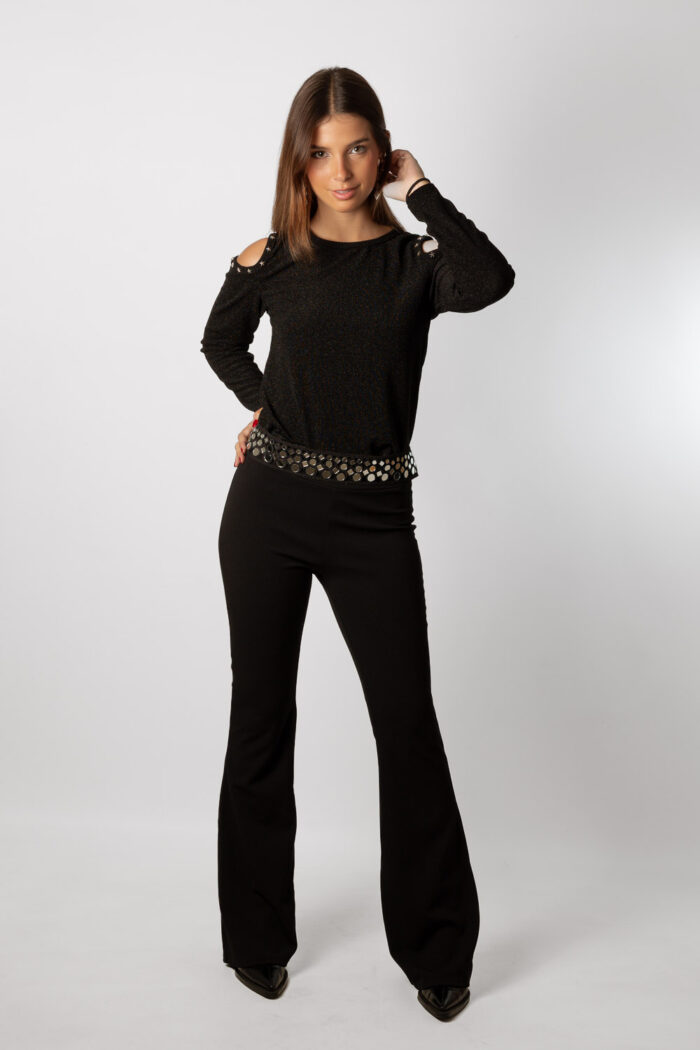 Pantalón Campana Punto Elástico Negro