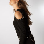 Top Tachuela Estrella Lúrex Negro