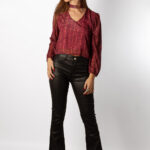 Pantalón Flare Polipiel Negro - M, NEGRO