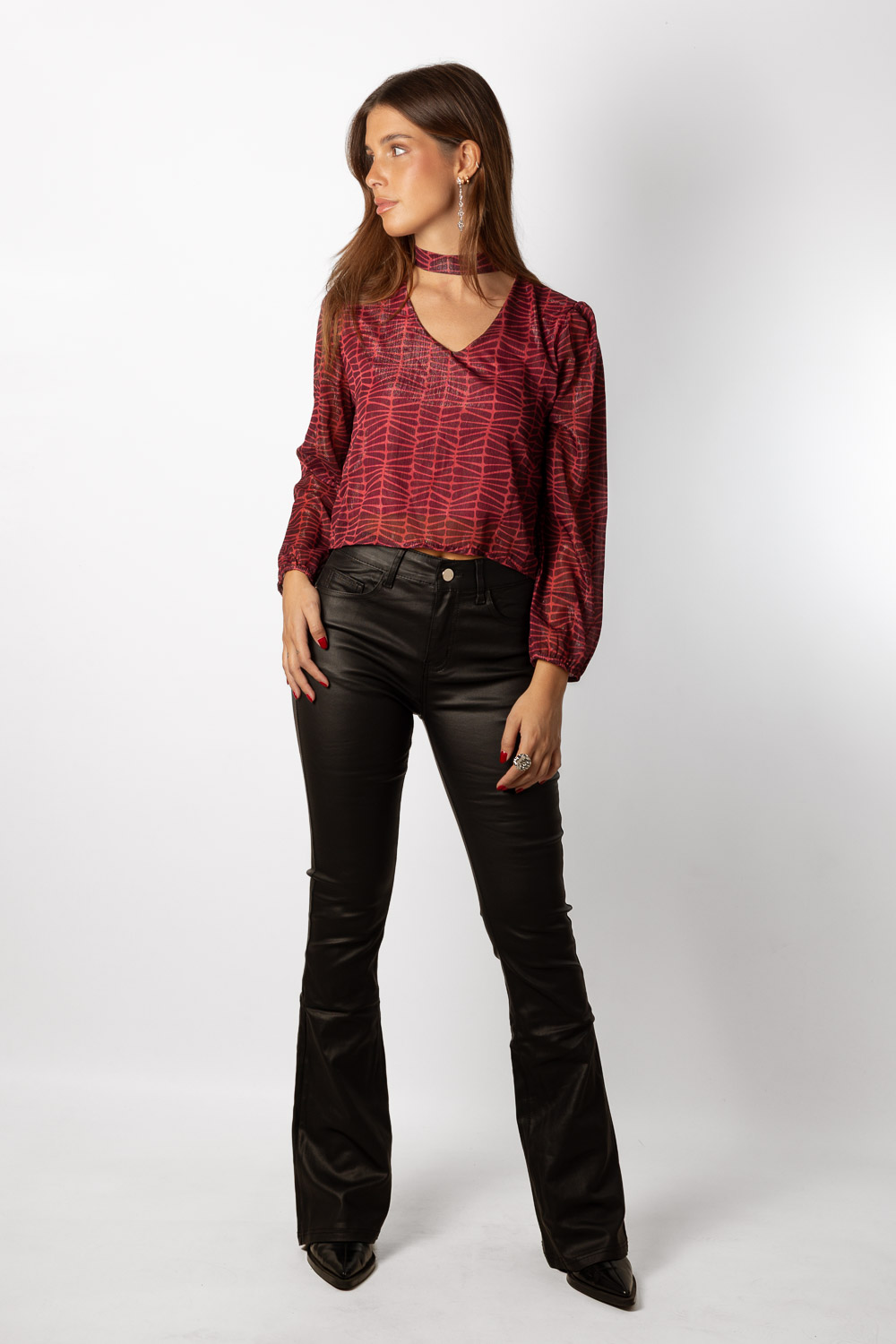 Pantalón Flare Polipiel Negro