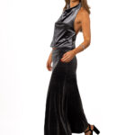 Falda Midi Velvet Gris