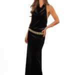 Falda Midi Velvet Negro