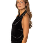 Top Halter Velvet Negro