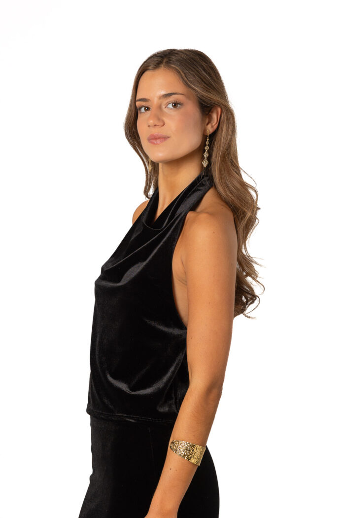 Top Halter Velvet Negro