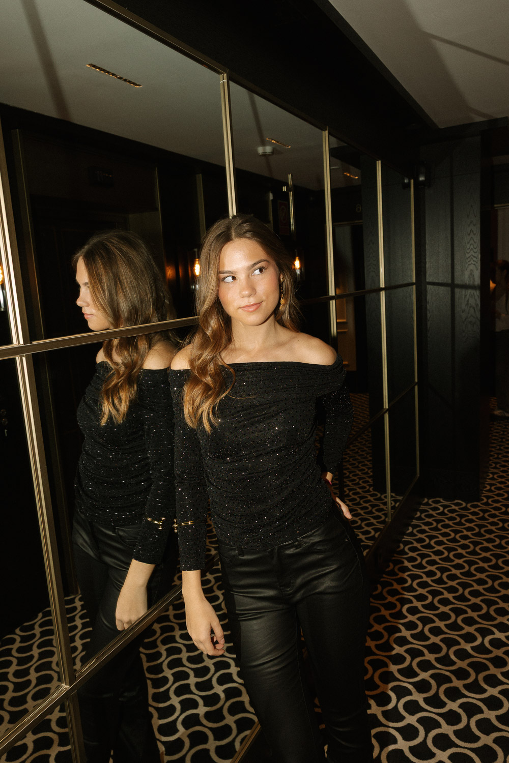 Top Bardot Mirror Negro