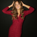 Vestido Punto Drapeado Pico Vino