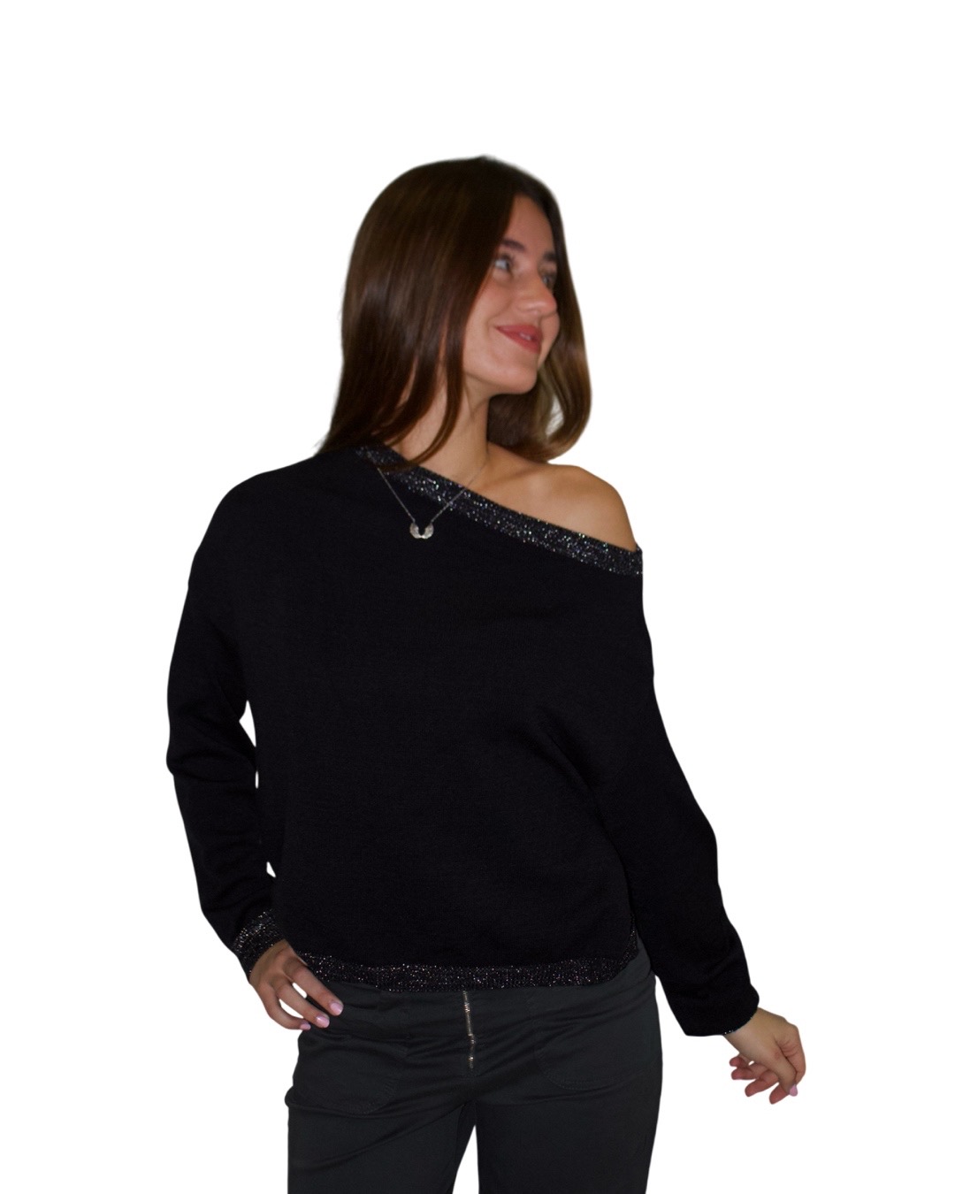 Jersey Detalles Glitter Negro