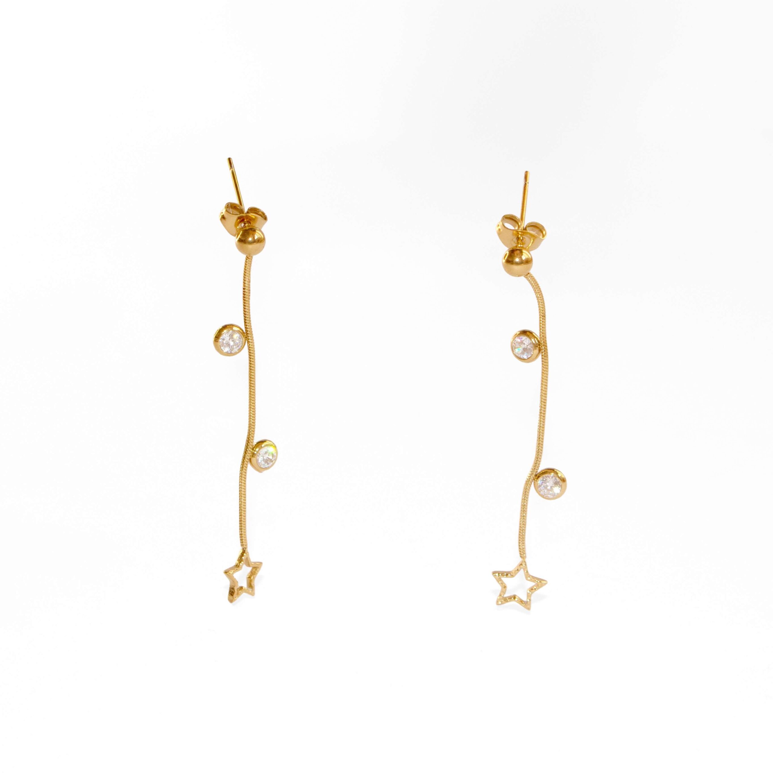 Pendientes Circonita y Estrella Dorado