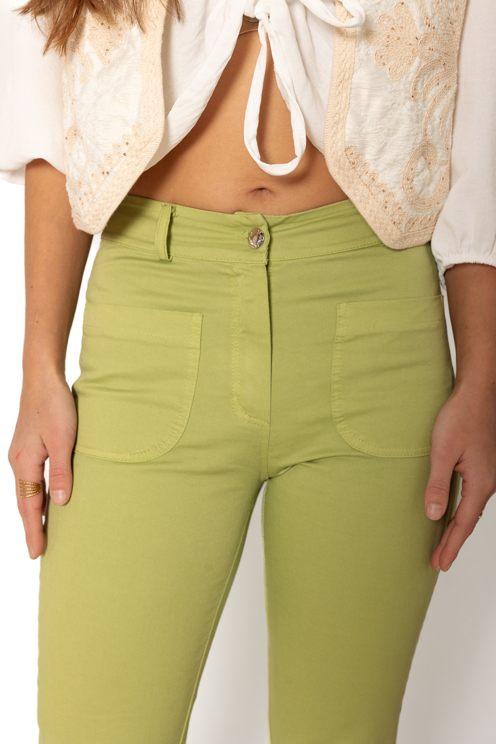 Pantalón Campana Abertura Verde 83 Ropa Casual Primavera Brookville