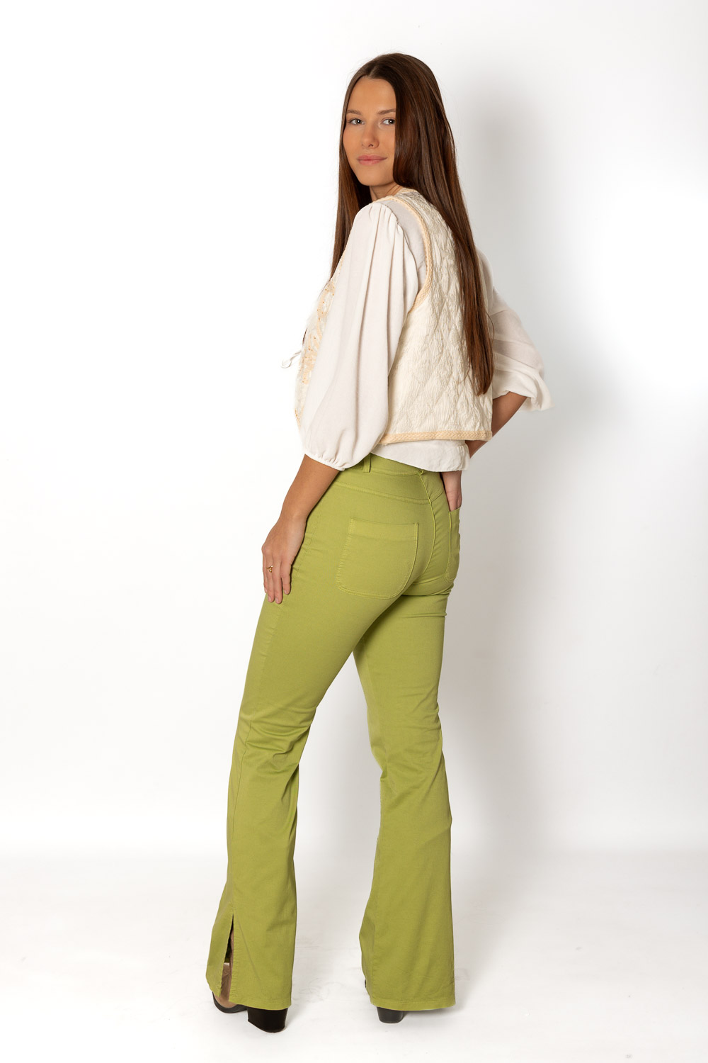 Pantalón Campana Abertura Verde 92 Ropa Casual Primavera Brookville