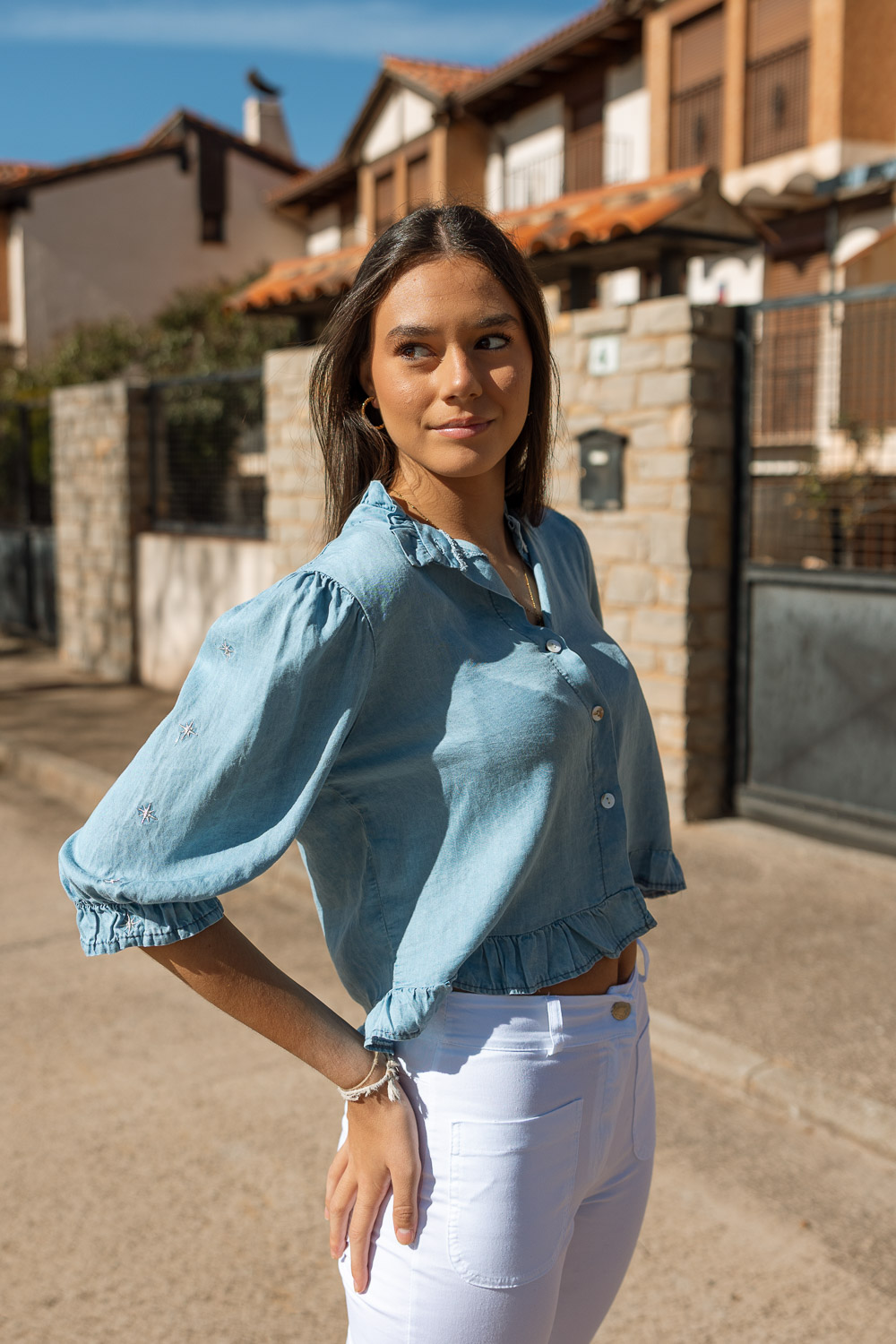 Camisa Denim Estrellas Azul Brookville