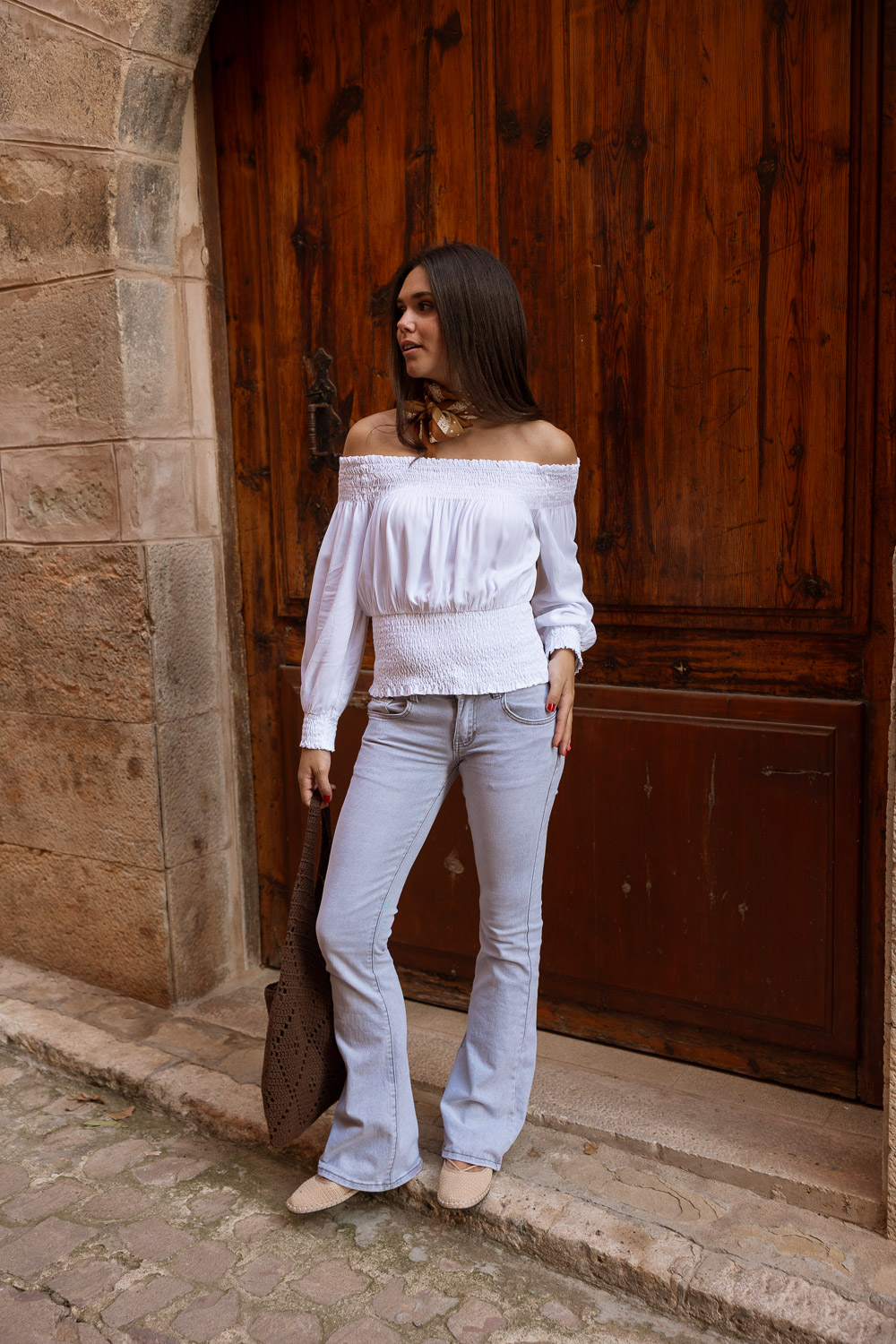 Blusa Bardot Fluida Blanco
