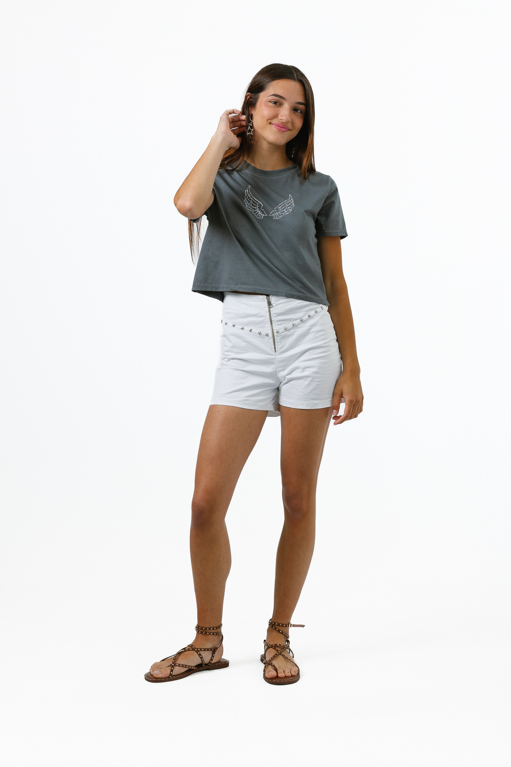 Short Cremallera Estrellas Blanco