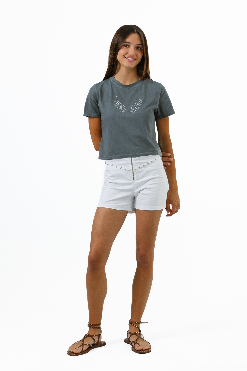 Short Cremallera Estrellas Blanco