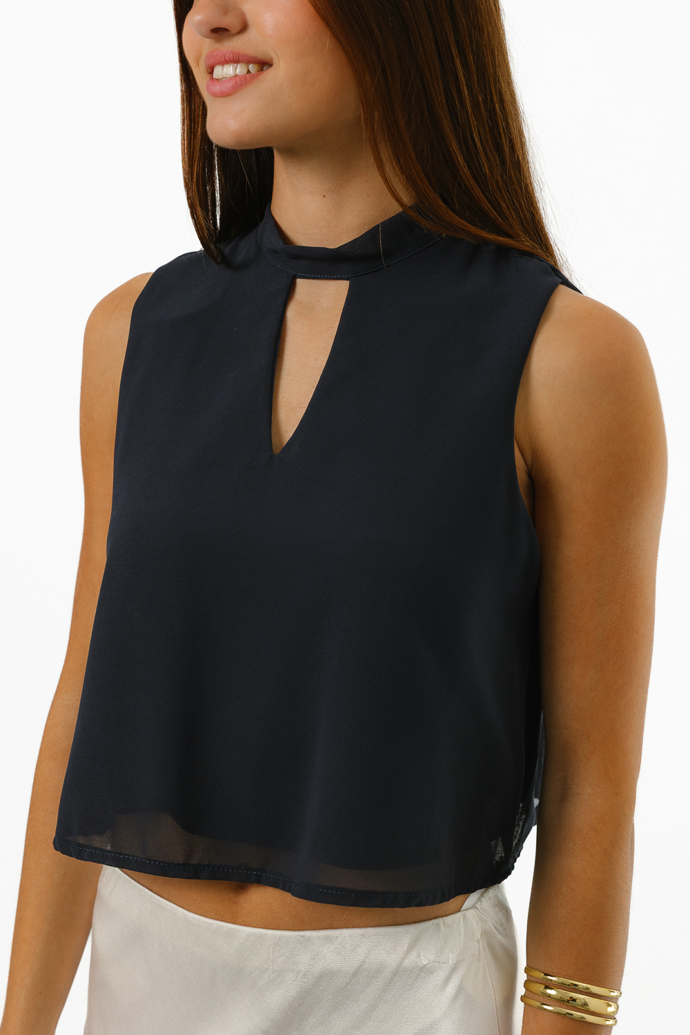 Blusa Evasé Azul Marino