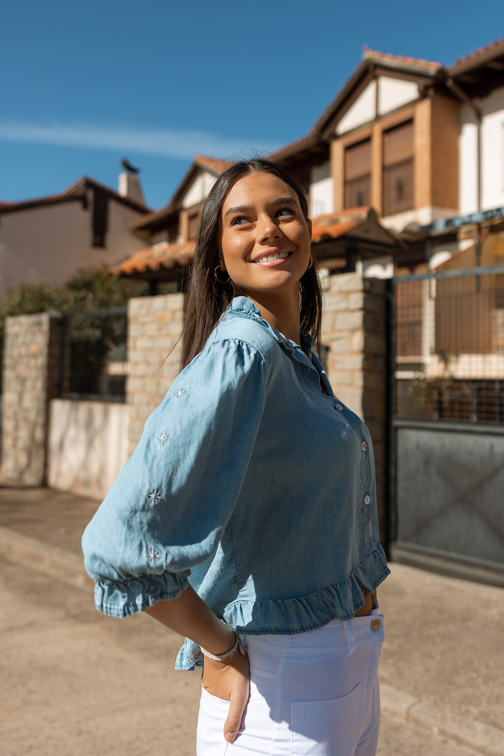 Camisa Denim Estrellas Azul Brookville