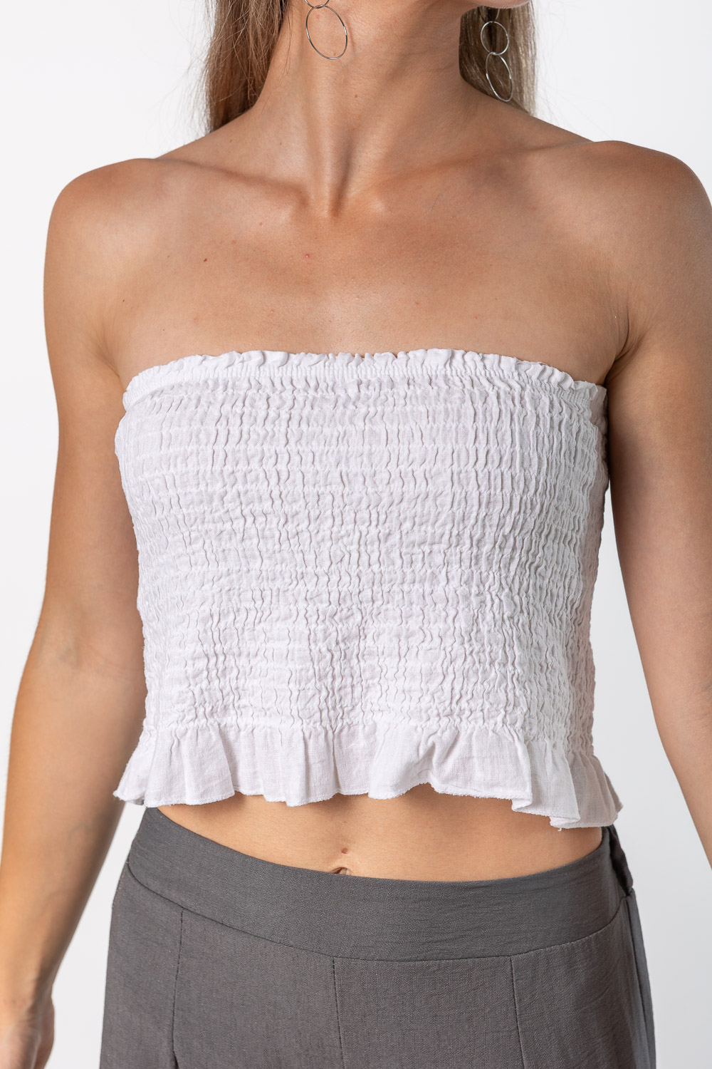 Top Bandeau Nido Abeja Blanco