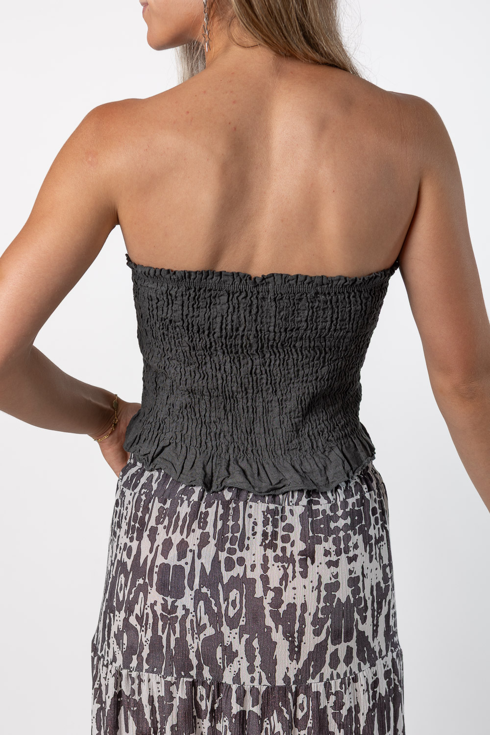 Top Bandeau Nido Abeja Gris