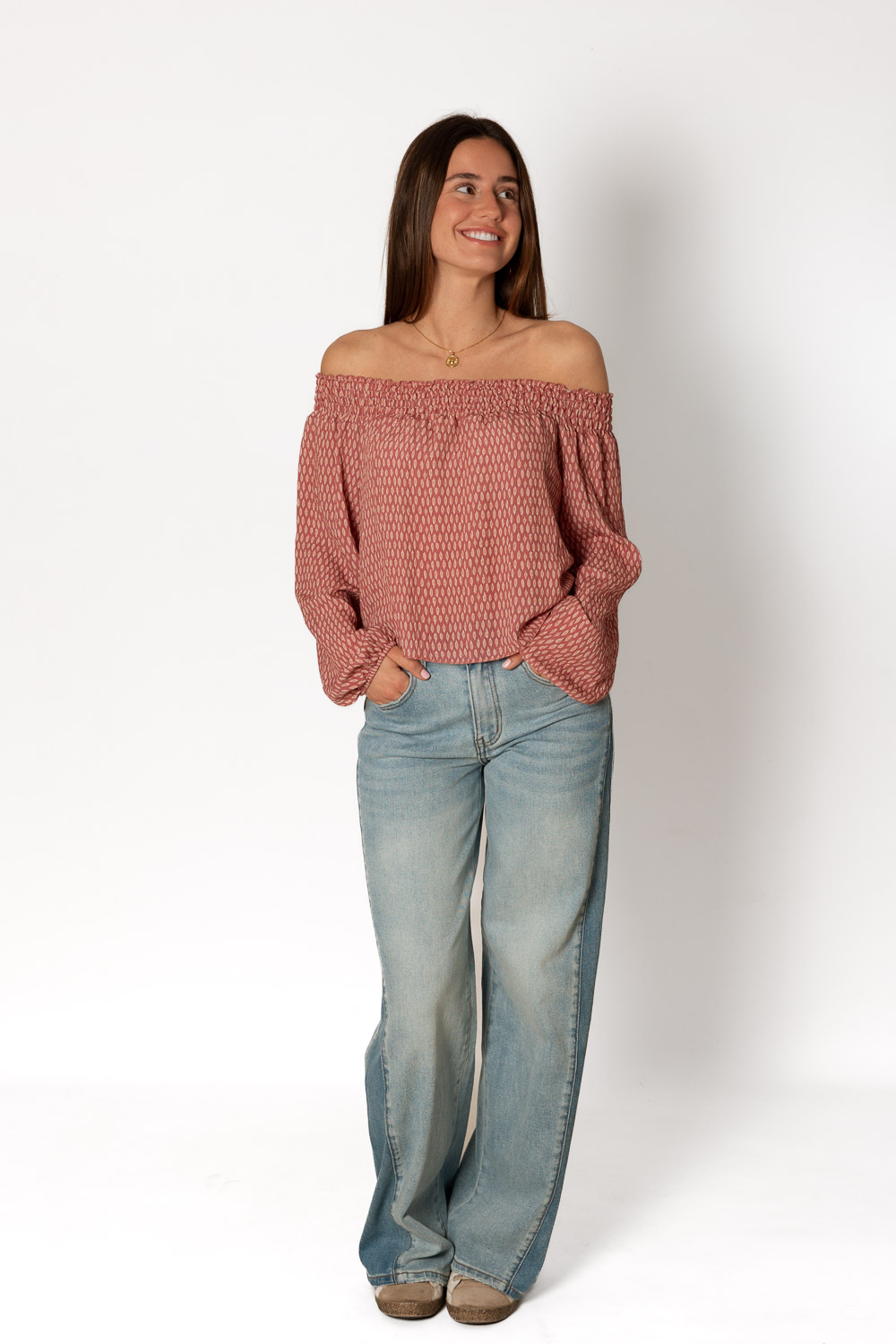 Blusa Bardot Ohana Blush Brookville