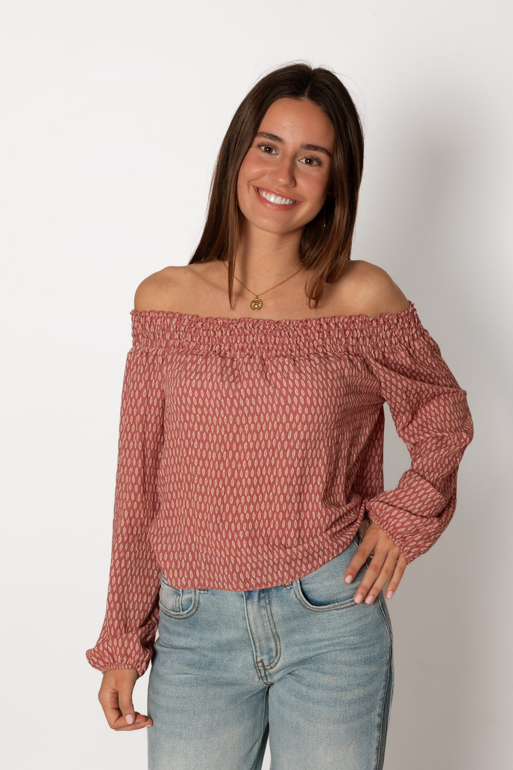Blusa Bardot Ohana Blush Brookville