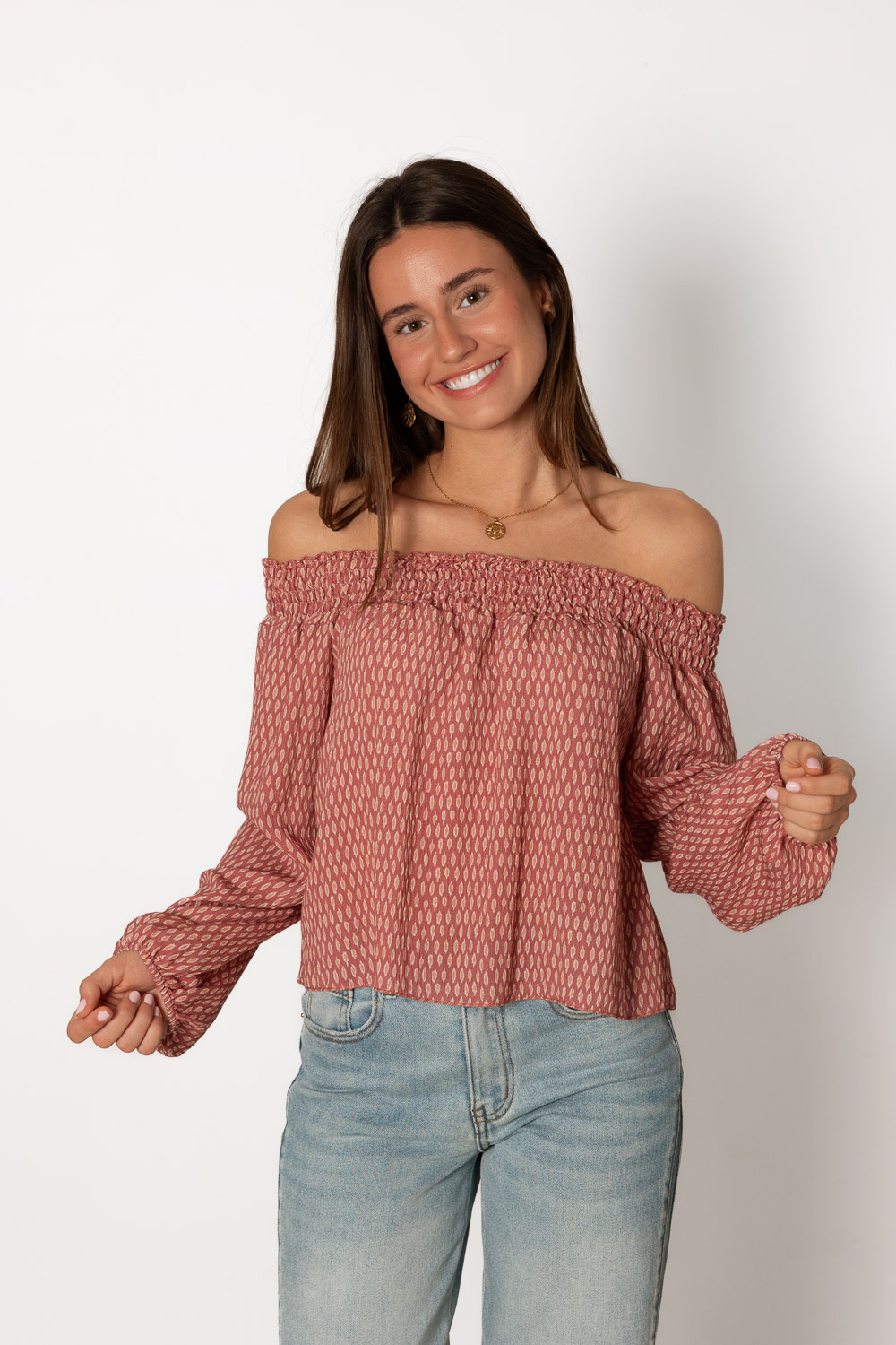 Blusa Bardot Ohana Blush Brookville