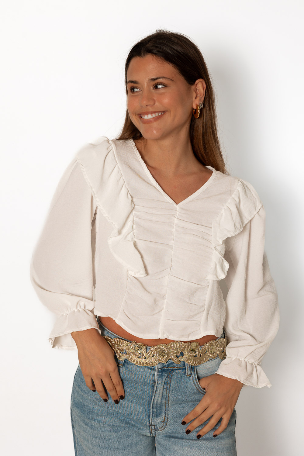 Blusa Cayetana Blanco 1676 Ropa Casual Primavera Brookville