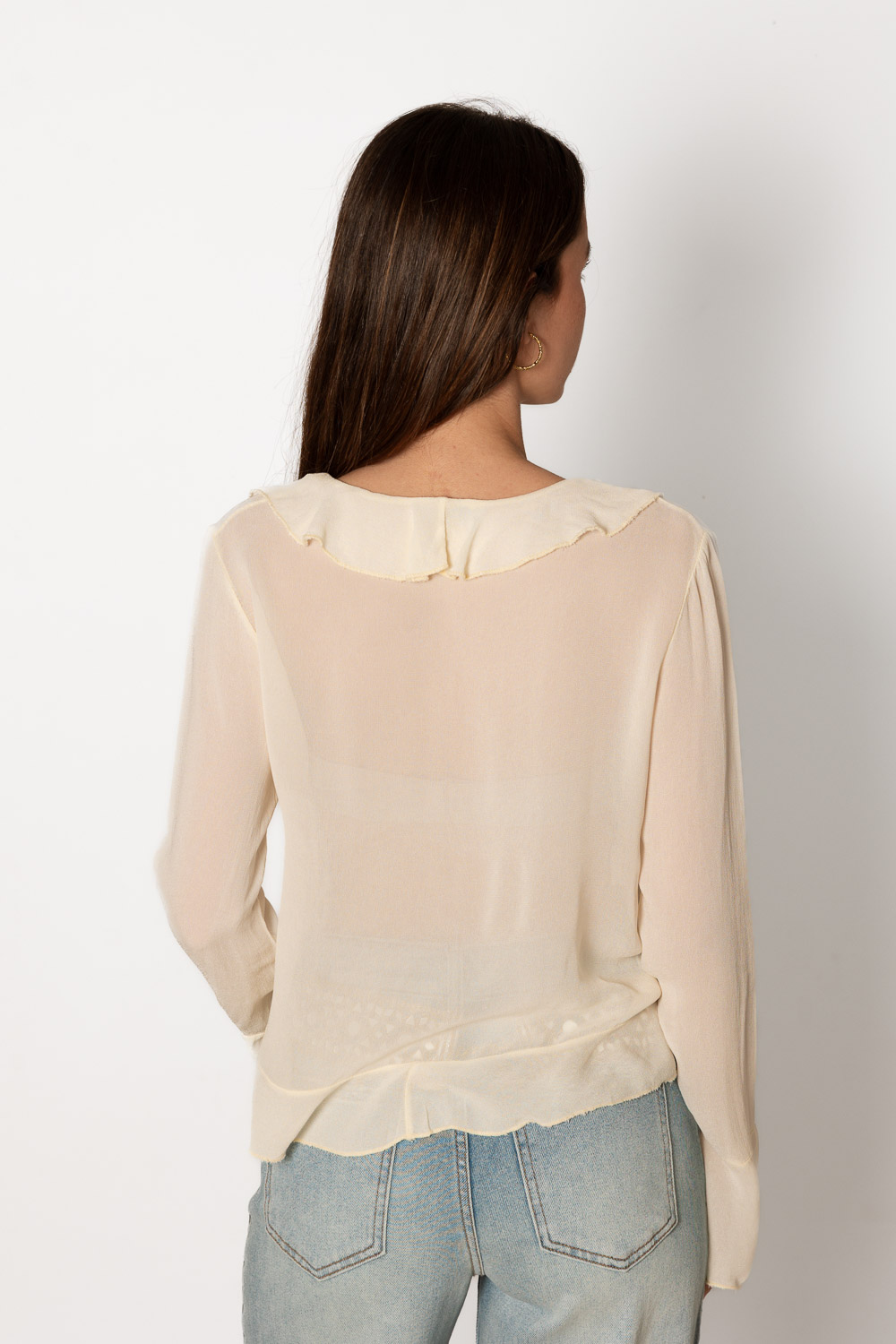 Blusa Corta Volantes Blanco Roto Brookville