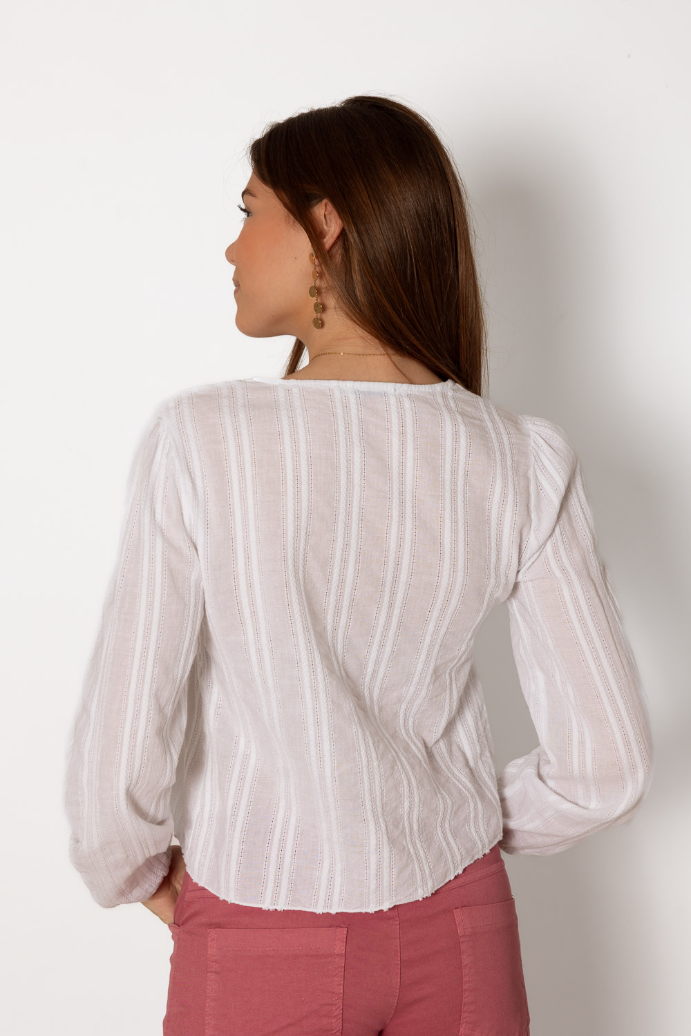 Blusa Espiga Botones Blanco Brookville