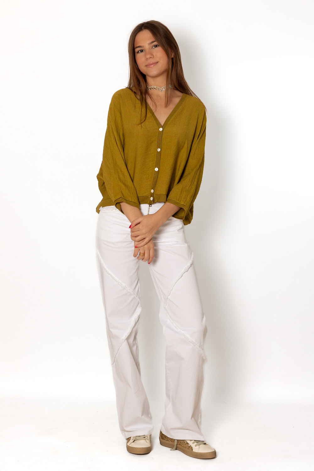 Blusa Verde Multiposición Botones 1480 Ropa Casual Primavera Brookville