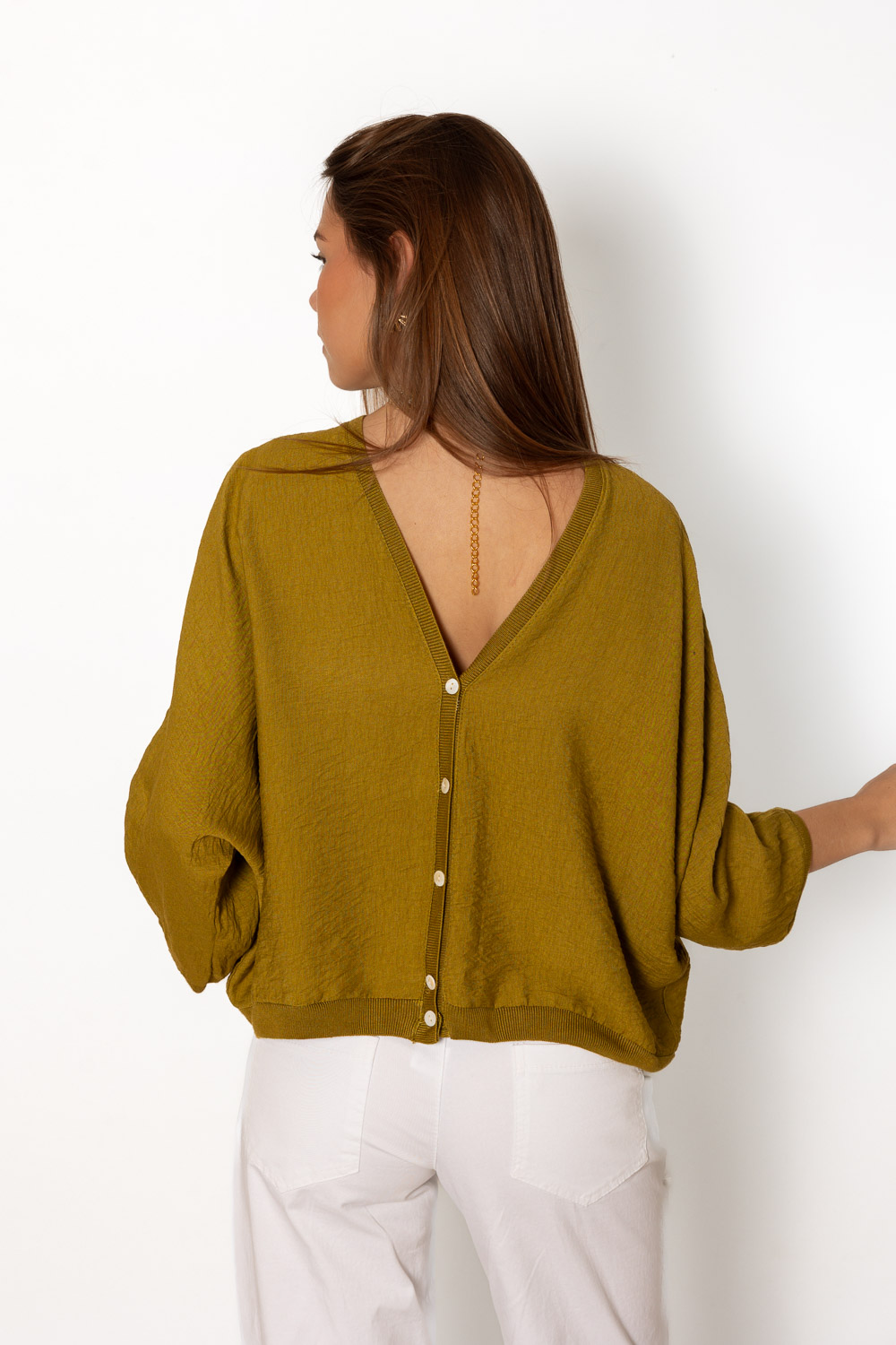 Blusa Verde Multiposición Botones 1506 Ropa Casual Primavera Brookville