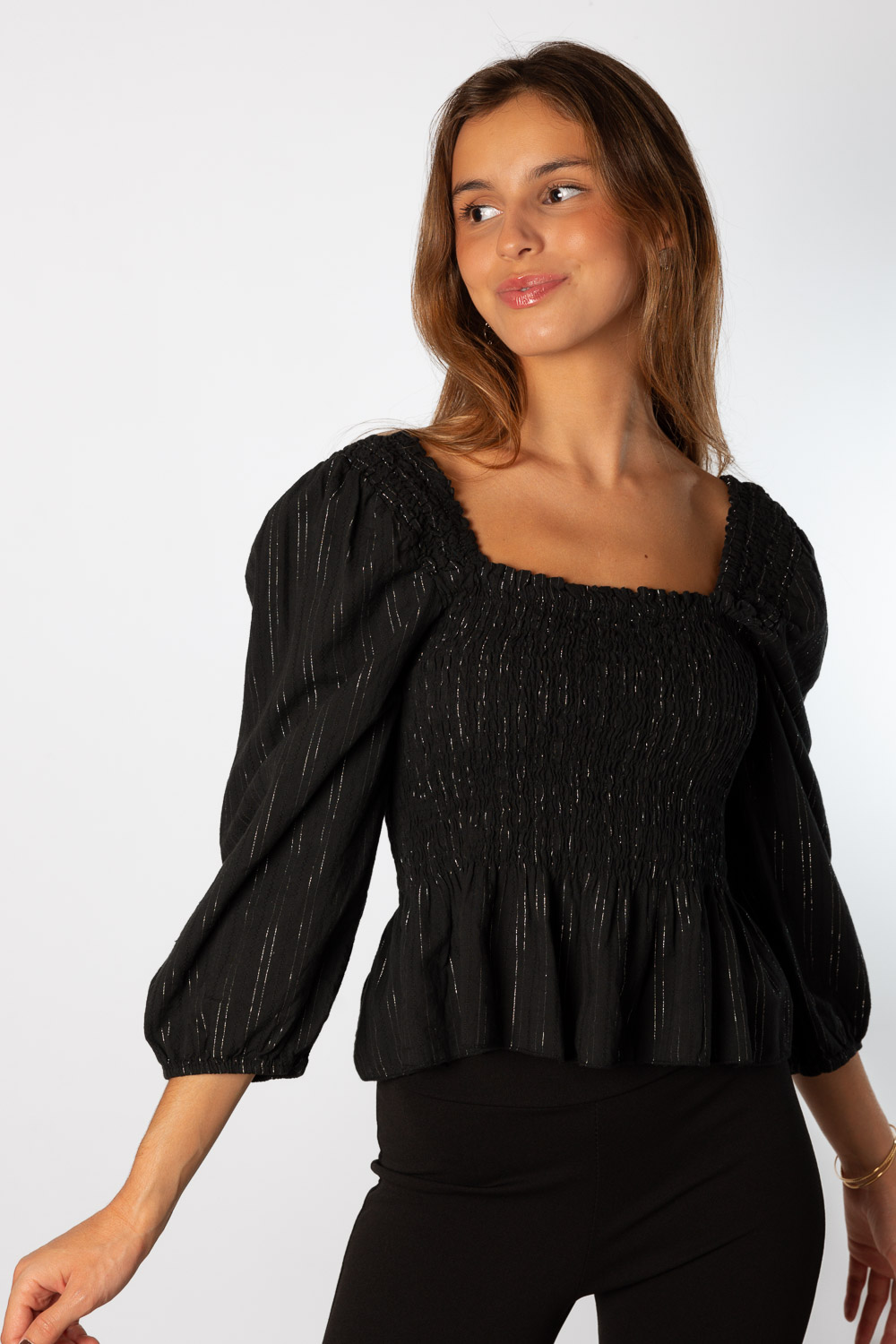 Blusa mangas abullonadas negra Brookville