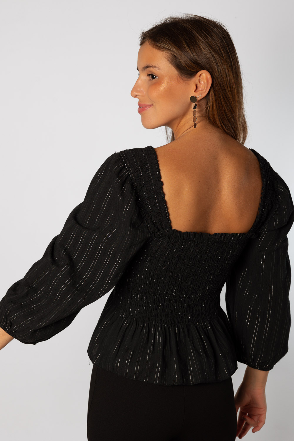 Blusa mangas abullonadas negra Brookville