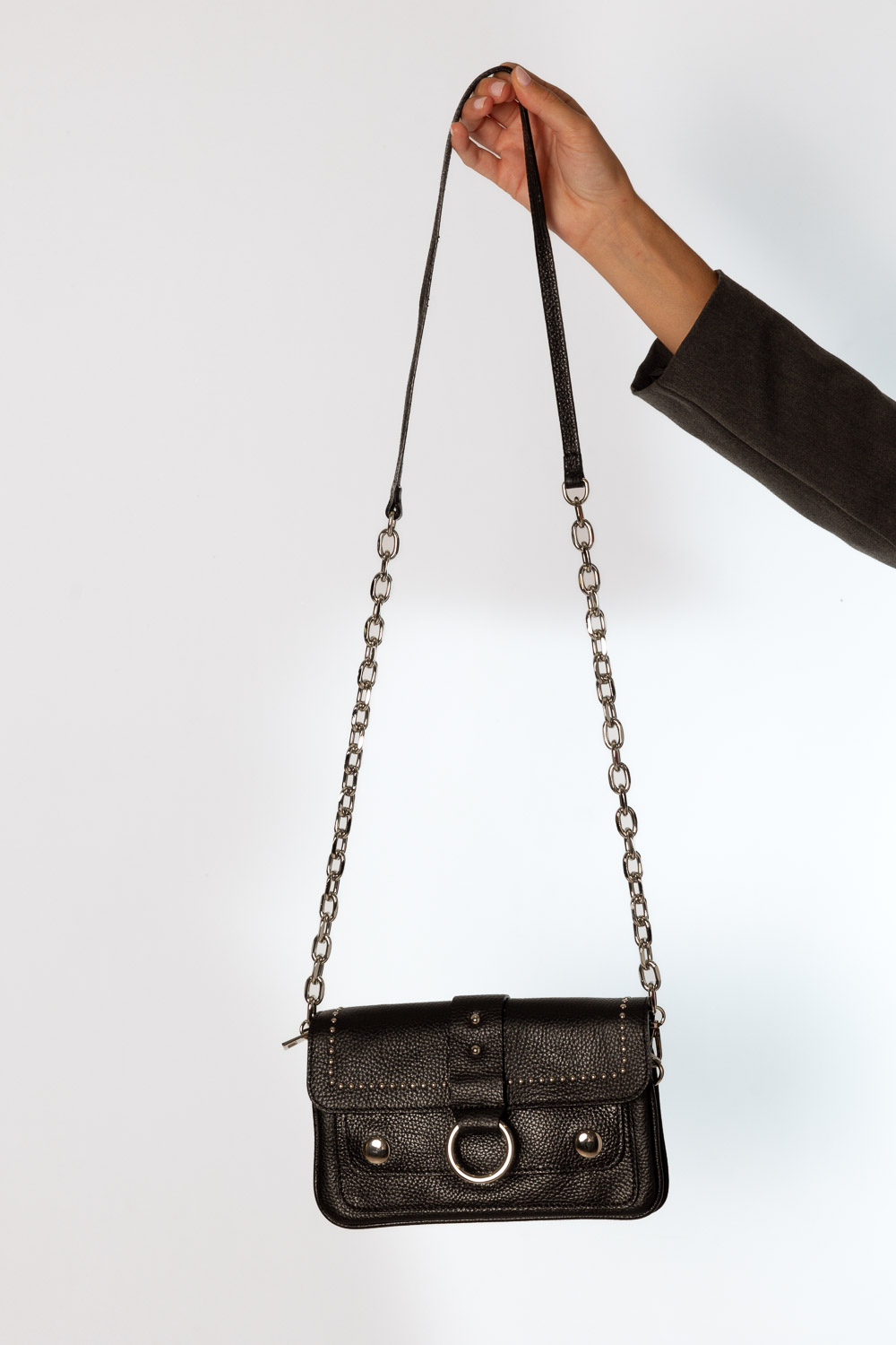 Bolso Rock Star Negro Piel Tachuelas Brookville