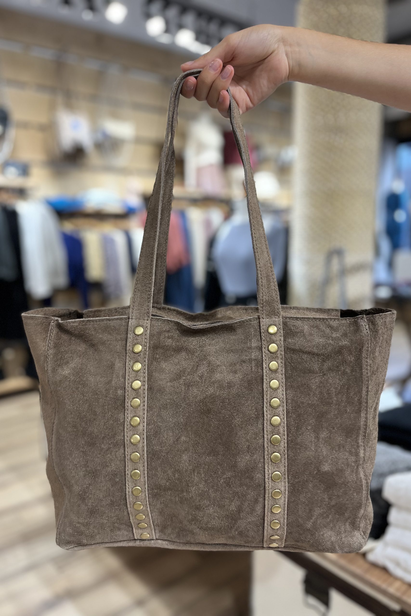 Bolso Shopper Tachuelas Ante Marrón Brookville