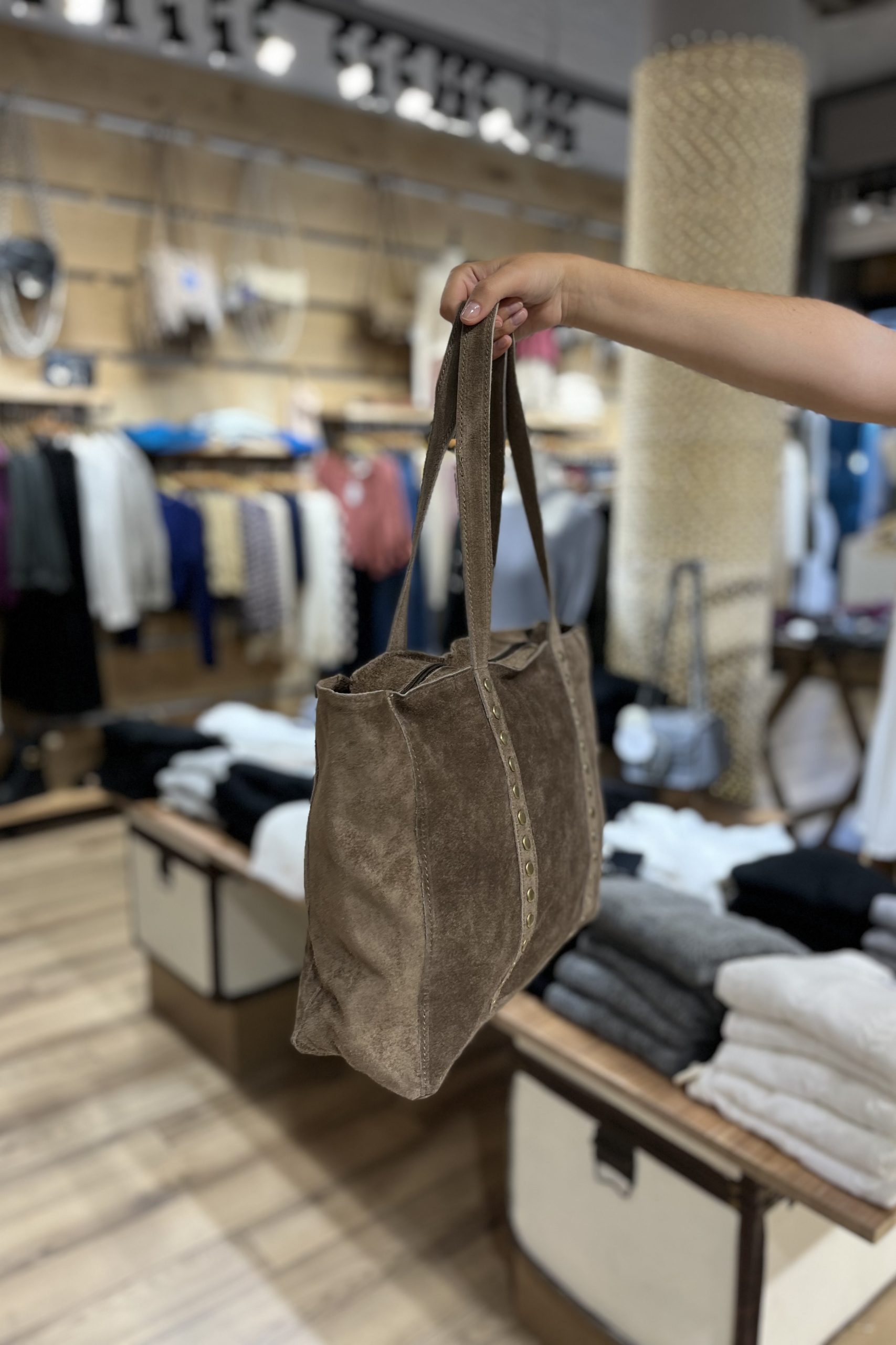 Bolso Shopper Tachuelas Ante Marrón Brookville