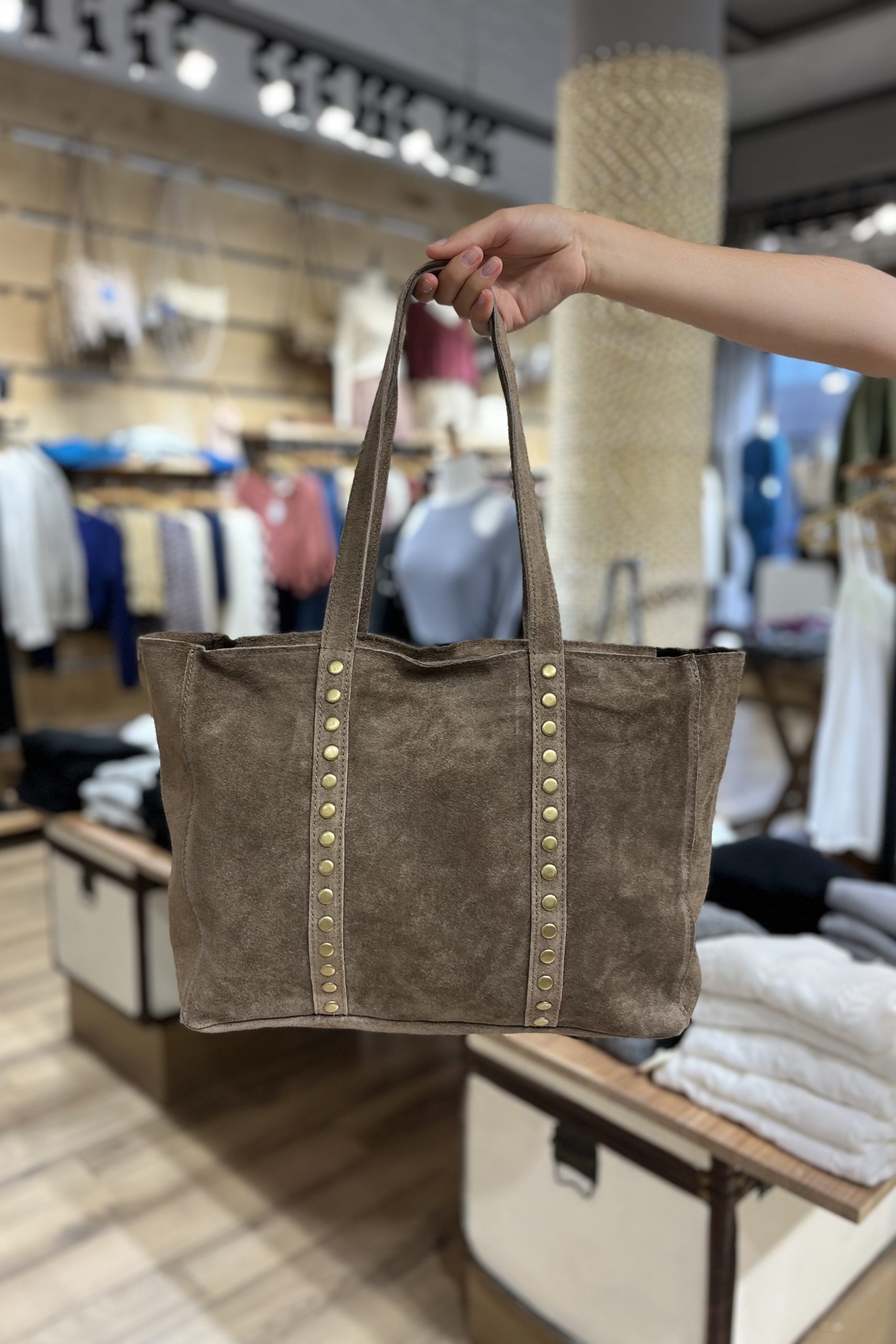 Bolso Shopper Tachuelas Ante Marrón Brookville