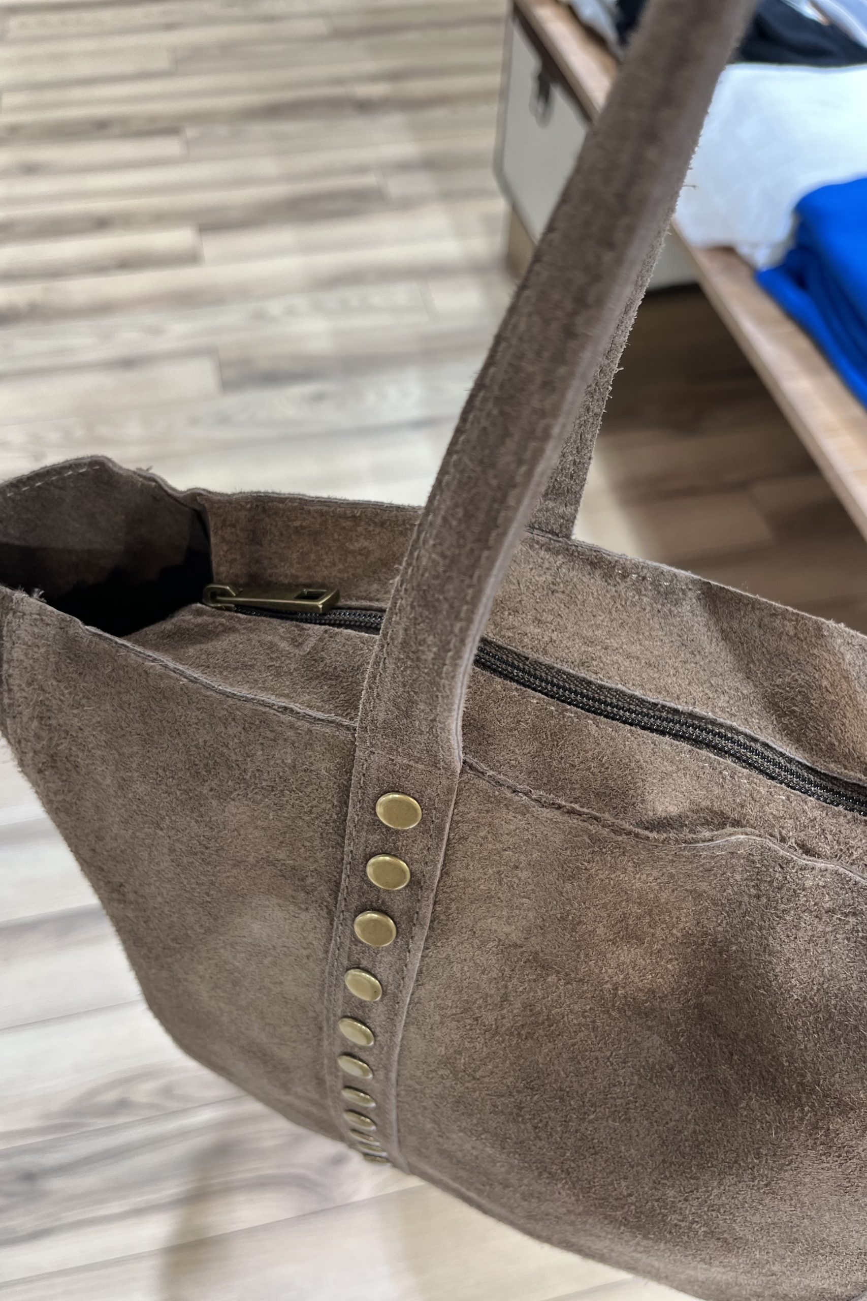 Bolso Shopper Tachuelas Ante Marrón Brookville