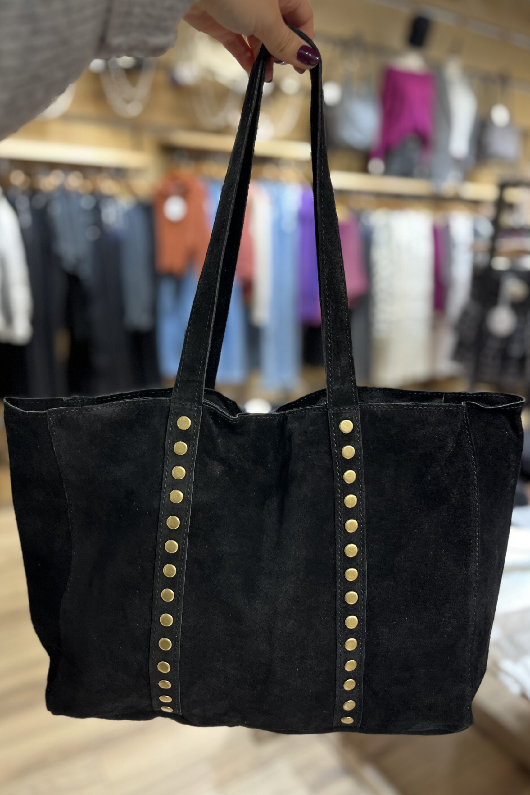 Bolso Shopper Tachuelas Ante Negro Brookville
