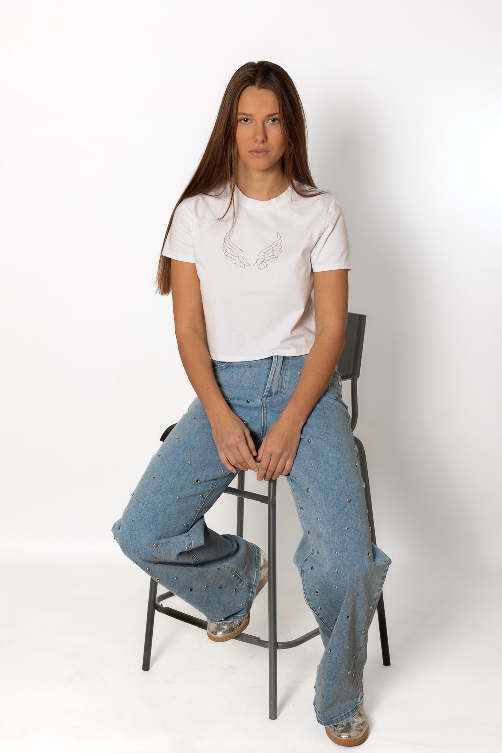 Camiseta Alas Strass Blanco 192 Ropa Casual Primavera Brookville