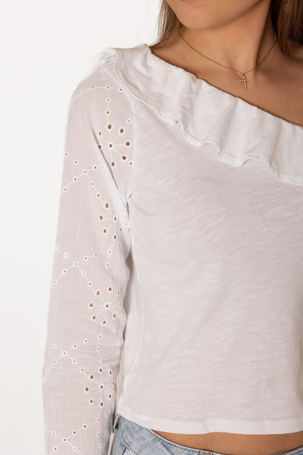 Camiseta Asimétrica Troquelada Blanco Brookville