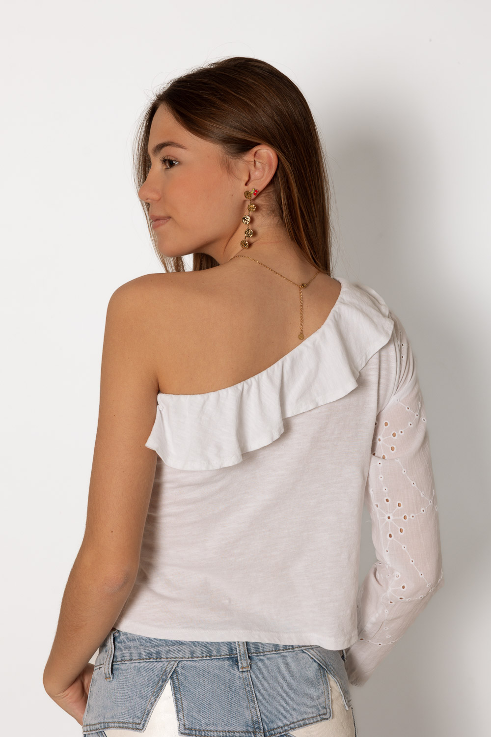 Camiseta Asimétrica Troquelada Blanco Brookville