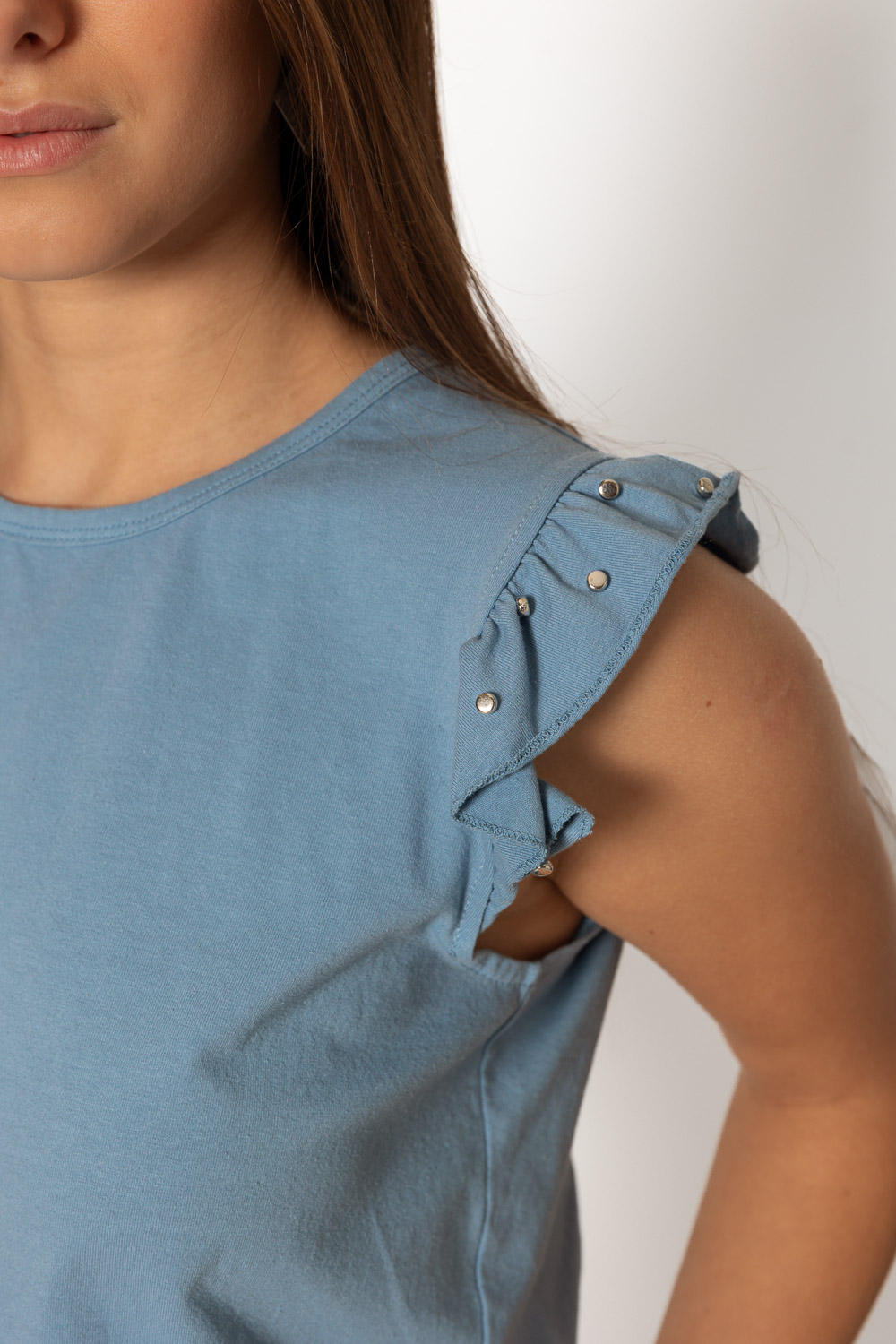 Camiseta Manga Corta TAchuelas Azul 1671 Ropa Casual Primavera Brookville