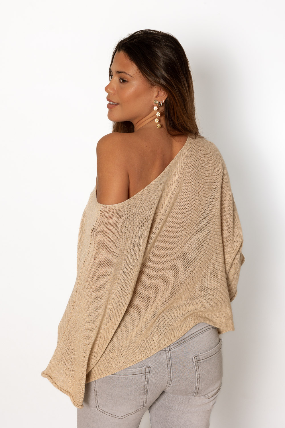 Capa Jersey Escote Pico Beige